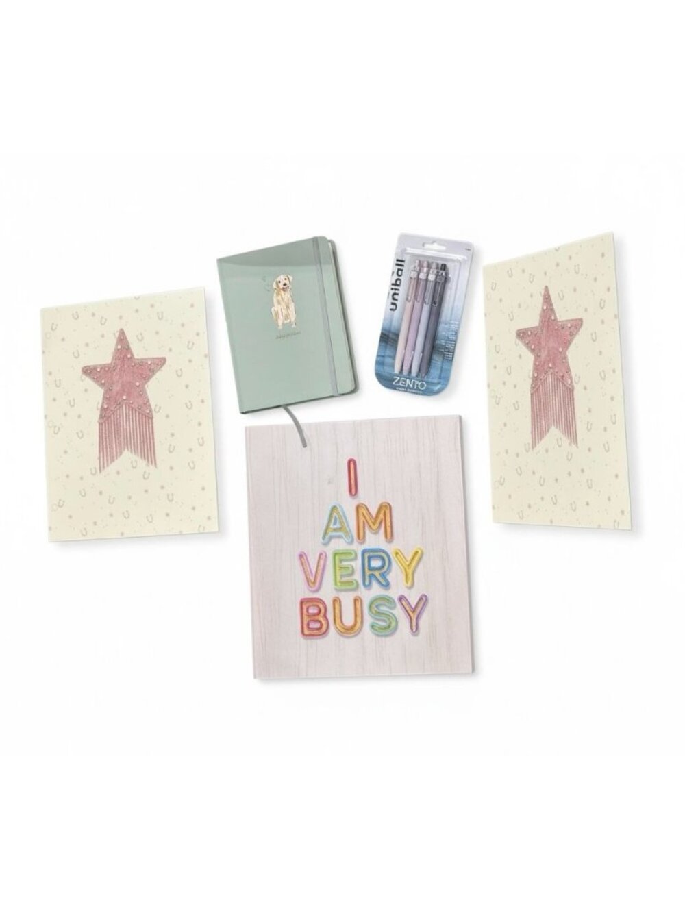 Stationery Set With Binder, 2 Folders with Pockets, Journal & Uni-Ball Pens